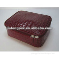 Fashionable and Popular Simulated Crocodile PU Makeup Case in Dark Red Color